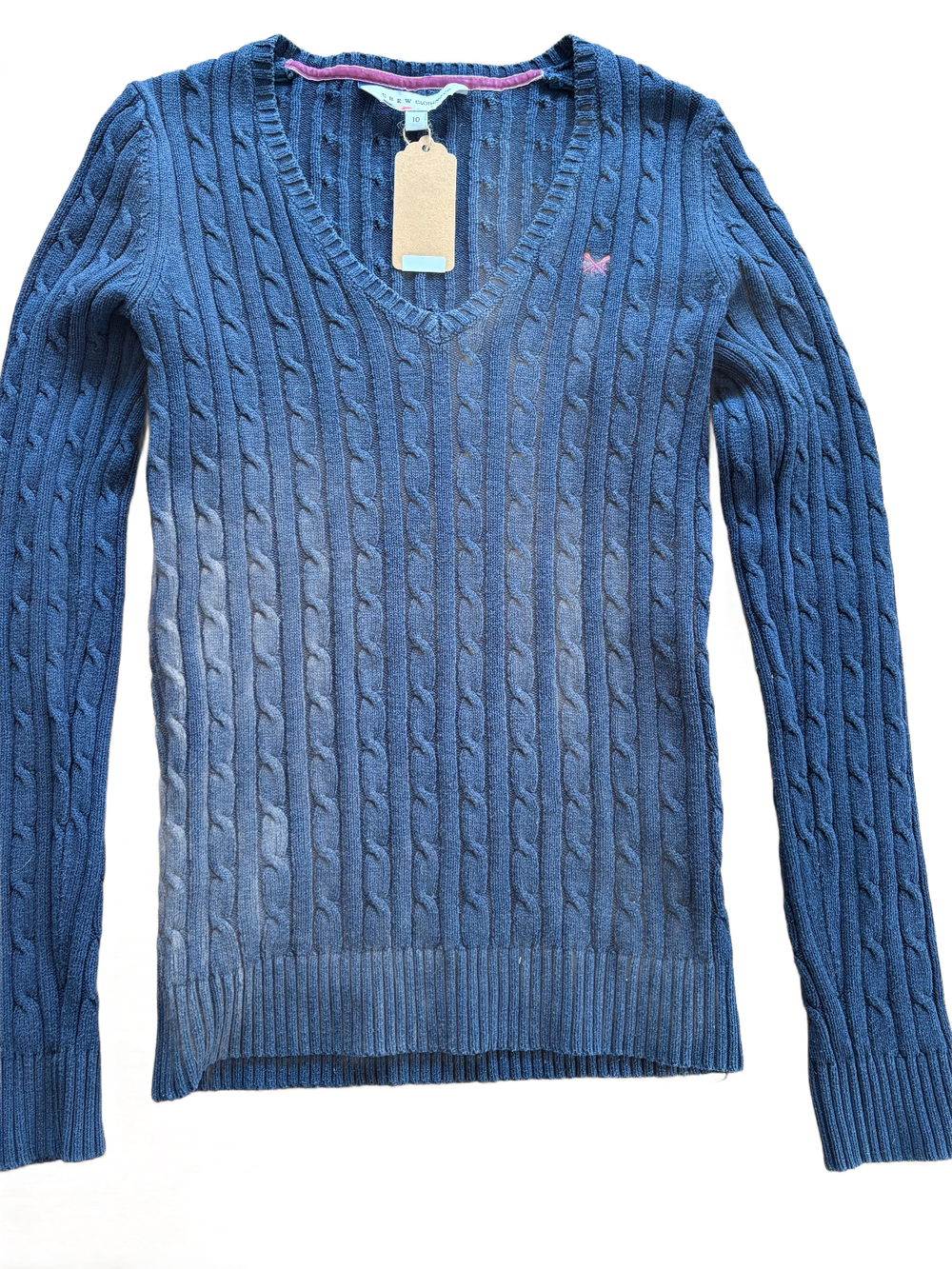 Crew Clothing Crew Clothing Heritage Cable Knit V-Neck Jumper-Navy — Good — Equi Consignment Ireland