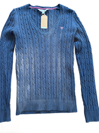 Crew Clothing Crew Clothing Heritage Cable Knit V-Neck Jumper-Navy — Good — Equi Consignment Ireland