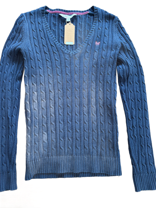 Crew Clothing Crew Clothing Heritage Cable Knit V-Neck Jumper-Navy — Good — Equi Consignment Ireland
