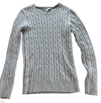 Crew Clothing Crew Clothing Heritage Cable Knit V-Neck Jumper-Silver Grey — Excellent — Equi Consignment Ireland