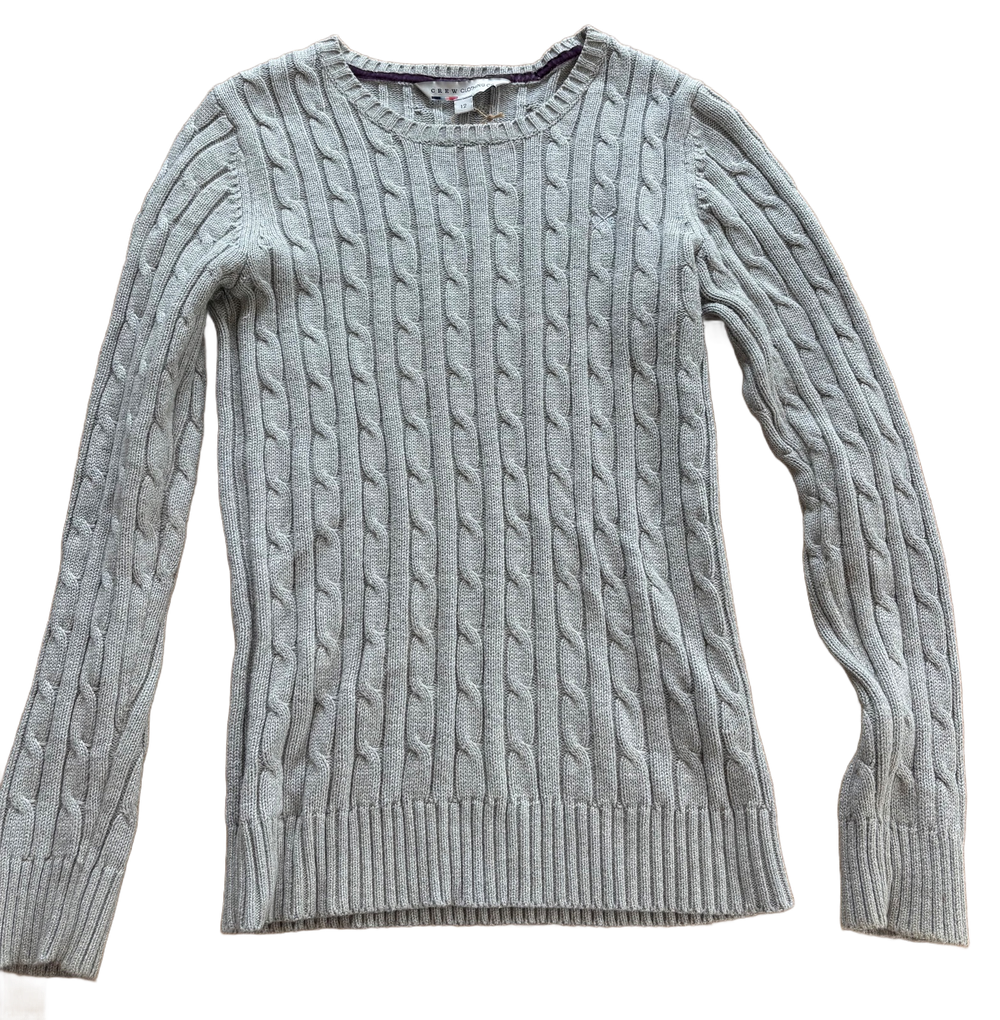 Crew Clothing Crew Clothing Heritage Cable Knit V-Neck Jumper-Silver Grey — Excellent — Equi Consignment Ireland