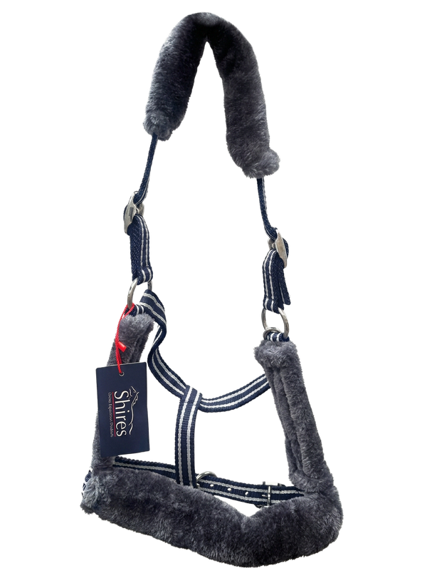 Shires Shires Navy & Silver Fleece Travel Headcollar — Full Size (BNWT) — Brand New with Tags — Equi Consignment Ireland